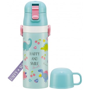 Skater Ultra-lightweight Vacuum Insulated 2 Way Bottle 470ml - Happy and Smile